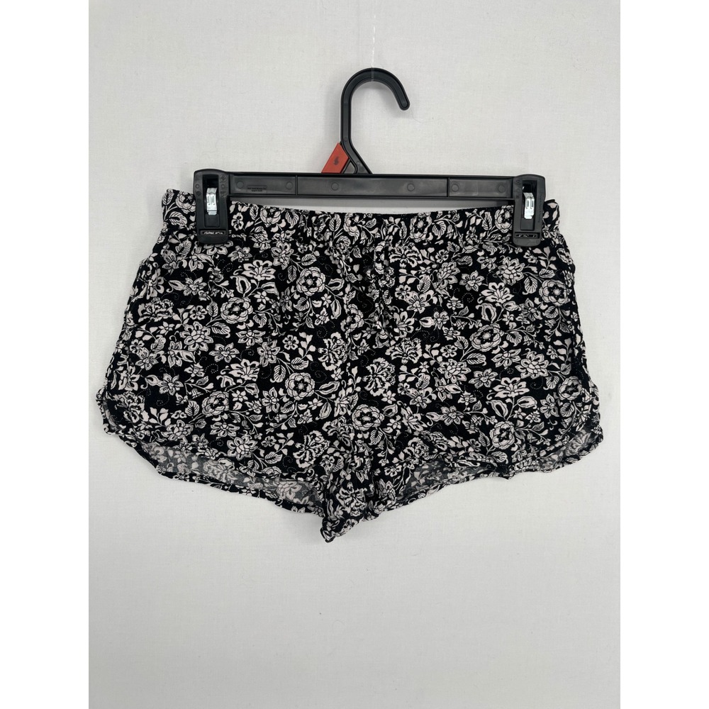 Aeropostale Womens Floral Print Rayon Pull On Shorts Black White Size S